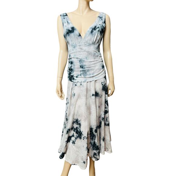 Luna Luz Tied Dyed Cotton Jersey Sleeveless Dress Size Medium Drape-Band Waist